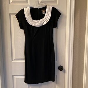 Elegant Black Dress with White Accent